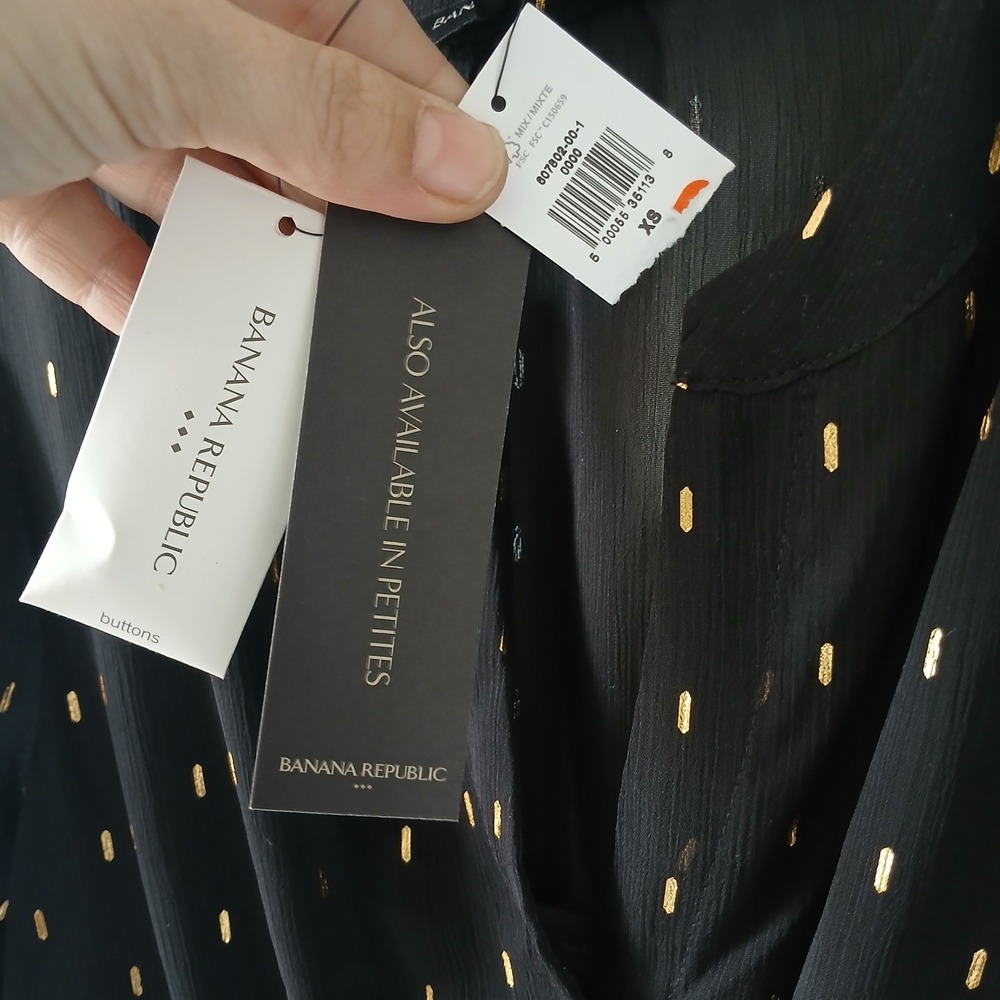 Banana Republic Women's Size XS Black Gold Metallic Blouson Dress Lined NWT!!! - Picture 3 of 16